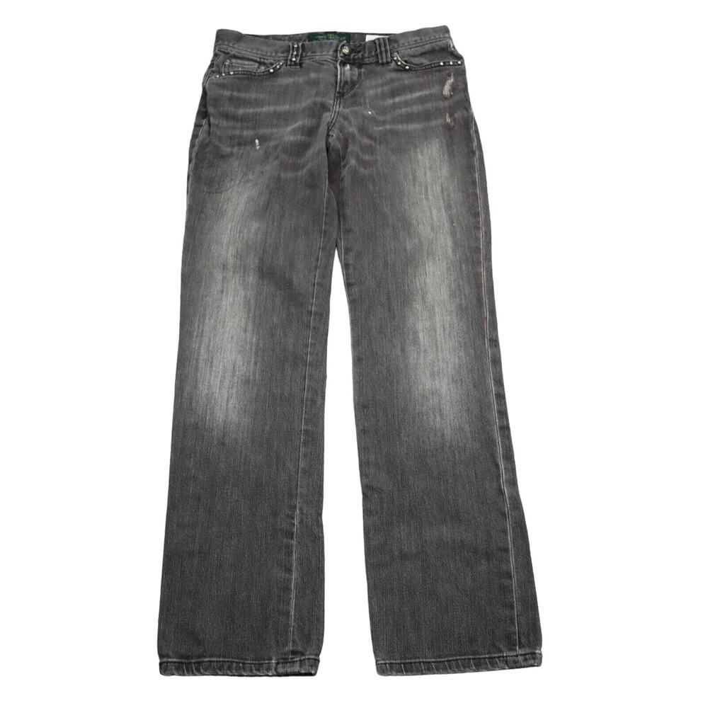 Lauren Jeans Co Pants Womens 2P Gray Mid Rise Straight Cut Faded Jeans